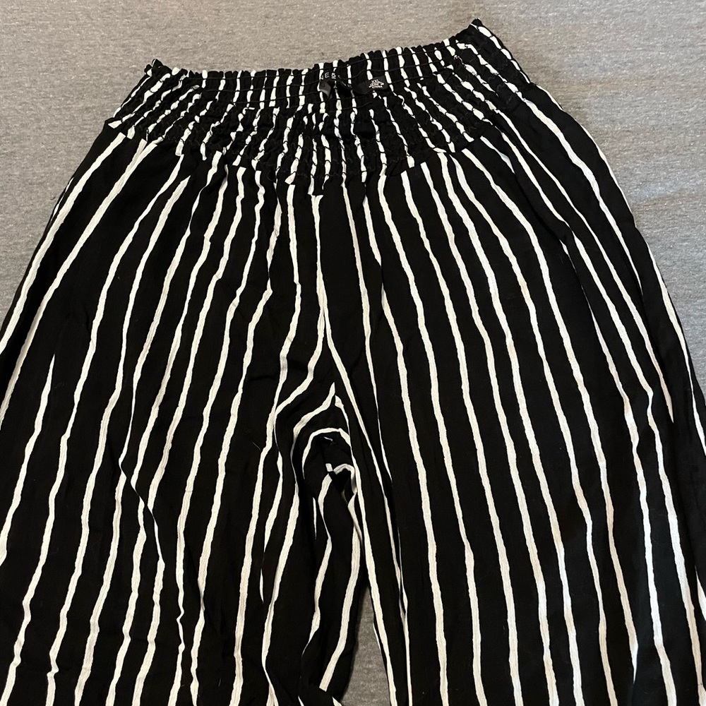 One5One rayon black and white striped pants